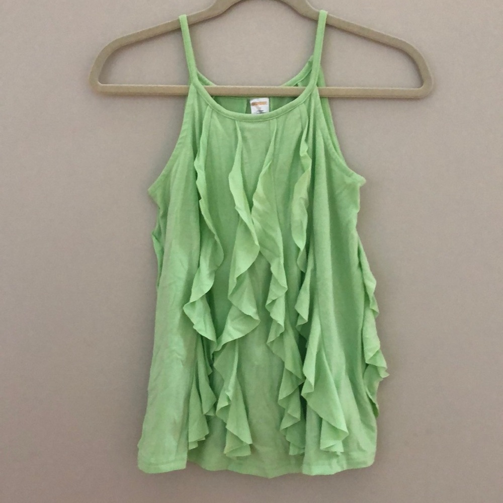 SALE! Girls ruffle tank top in mint green. Size 12